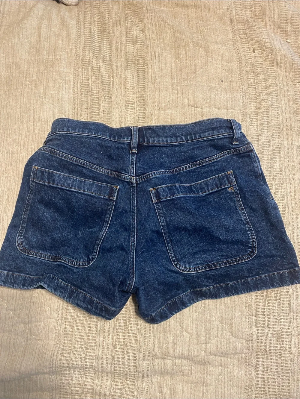 Madewell Dark Blue Denim Patch-Pocket High-Waist Shorts